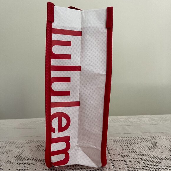 Lululemon red & white small reusable tote bag - Picture 2 of 6